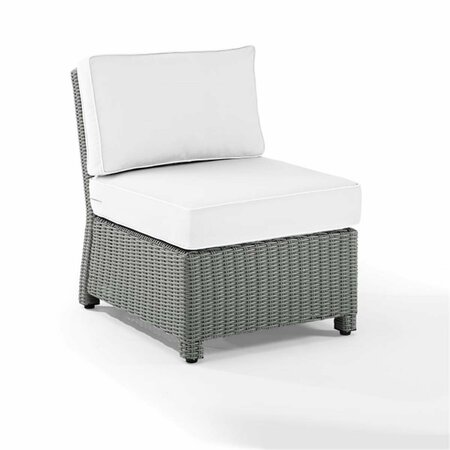 CLAUSTRO 25 x 31.50 x 32.50 in. Bradenton Outdoor Sectional Center Chair - Sunbrella, White & Gray CL3045623